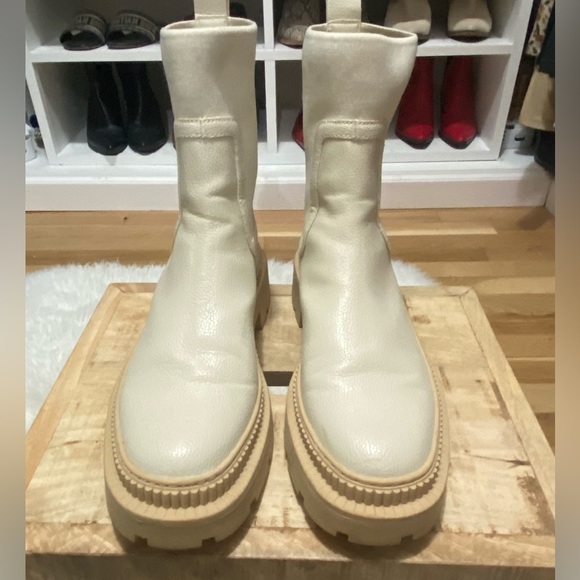 Mango MNG Cream Sock Track Sole Contrast Ankle Chelsea Boots Size 41 (US10) - Picture 2 of 8